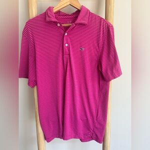 Vineyard Vines Men's Pink Striped Performance Polo Shirt Small